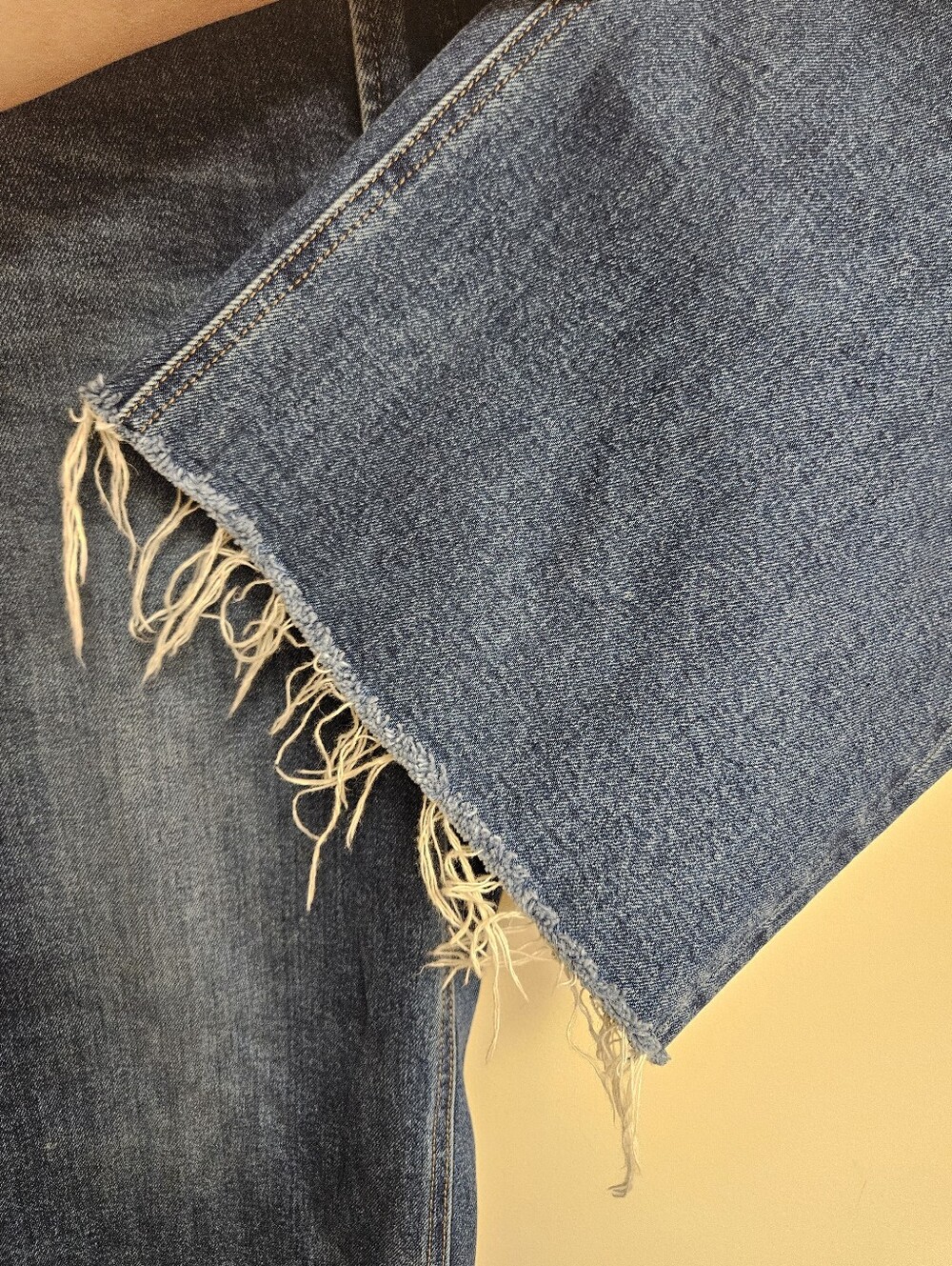 Anthropologie Pistola Lana Broadway Denim Blue Wide Leg Jeans Size 28 Raw Hem - Picture 6 of 8
